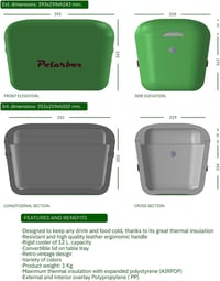 Polarbox Vintage hordozható hűtőbox - klasszikus zöld/fekete - 12 L 3