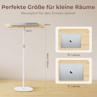 POLESTO Állítható Magasságú Álló Íróasztal 46-120 cm Laptop Állvánnyal, Mobil Prezentációs Asztal Irodához és Otthonhoz, Fehér 6