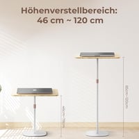 POLESTO Állítható Magasságú Álló Íróasztal 46-120 cm Laptop Állvánnyal, Mobil Prezentációs Asztal Irodához és Otthonhoz, Fehér 3