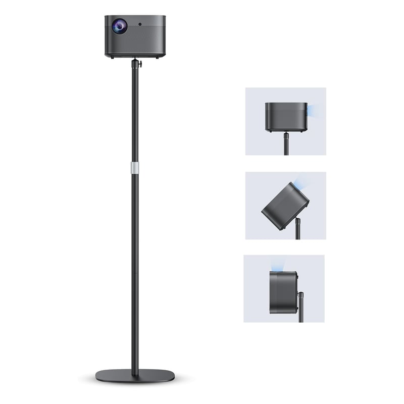 POLESTO Kovový stojan pre projektor 50-125 cm, 360° otočný, ťažká kovová základňa, nosnosť 5 kg, kompatibilný s projektormi, kamerami a mobilmi