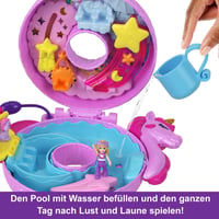 Polly Pocket HKV34 hracia súprava s jednorožcom a plťou, 12 doplnkov, vodná hra a 2 figúrky meniace farbu 6