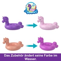 Polly Pocket HKV34 hracia súprava s jednorožcom a plťou, 12 doplnkov, vodná hra a 2 figúrky meniace farbu 4