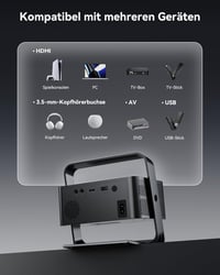 Polocsh P7 Hordozható 4K Projektor 1500 ANSI Lumen, 1080P FHD Felbontás, WiFi 6, Bluetooth, Automata Keystone, Elektromos Fókusz, Acélszürke 8