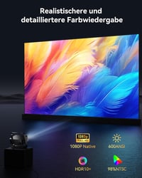 Polocsh P7 Hordozható 4K Projektor 1500 ANSI Lumen, 1080P FHD Felbontás, WiFi 6, Bluetooth, Automata Keystone, Elektromos Fókusz, Acélszürke 2