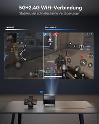Polocsh P7 Hordozható 4K Projektor 1500 ANSI Lumen, 1080P FHD Felbontás, WiFi 6, Bluetooth, Automata Keystone, Elektromos Fókusz, Acélszürke 4