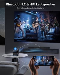 Polocsh P7 Hordozható 4K Projektor 1500 ANSI Lumen, 1080P FHD Felbontás, WiFi 6, Bluetooth, Automata Keystone, Elektromos Fókusz, Acélszürke 5
