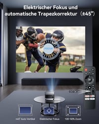 Polocsh P7 Hordozható 4K Projektor 1500 ANSI Lumen, 1080P FHD Felbontás, WiFi 6, Bluetooth, Automata Keystone, Elektromos Fókusz, Acélszürke 6