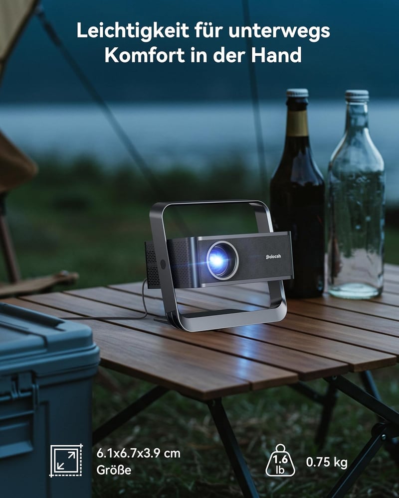 Polocsh P7 Hordozható 4K Projektor 1500 ANSI Lumen, 1080P FHD Felbontás, WiFi 6, Bluetooth, Automata Keystone, Elektromos Fókusz, Acélszürke