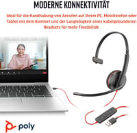 Poly Blackwire 3220 USB-C Headset Zajszűrő Mikrofonnal Teams Zoom Kompatibilis - BLACKWIRE, C3220 USB-C, USB C/A ADAPTER, ECOMM, USB-C/A 3