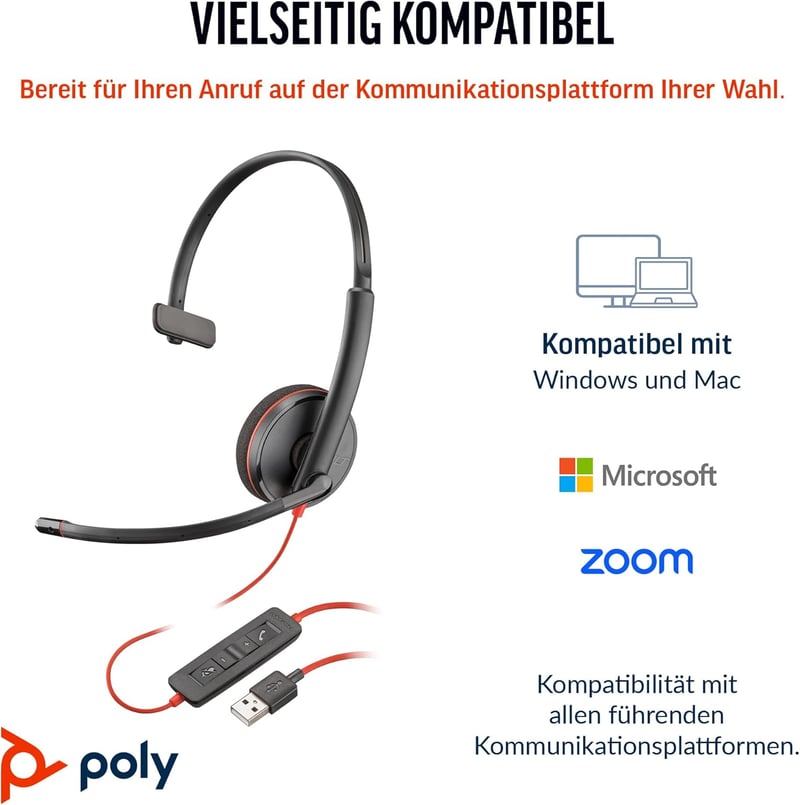 Poly Blackwire 3220 USB-C Headset Zajszűrő Mikrofonnal Teams Zoom Kompatibilis - BLACKWIRE, C3220 USB-C, USB C/A ADAPTER, ECOMM, USB-C/A