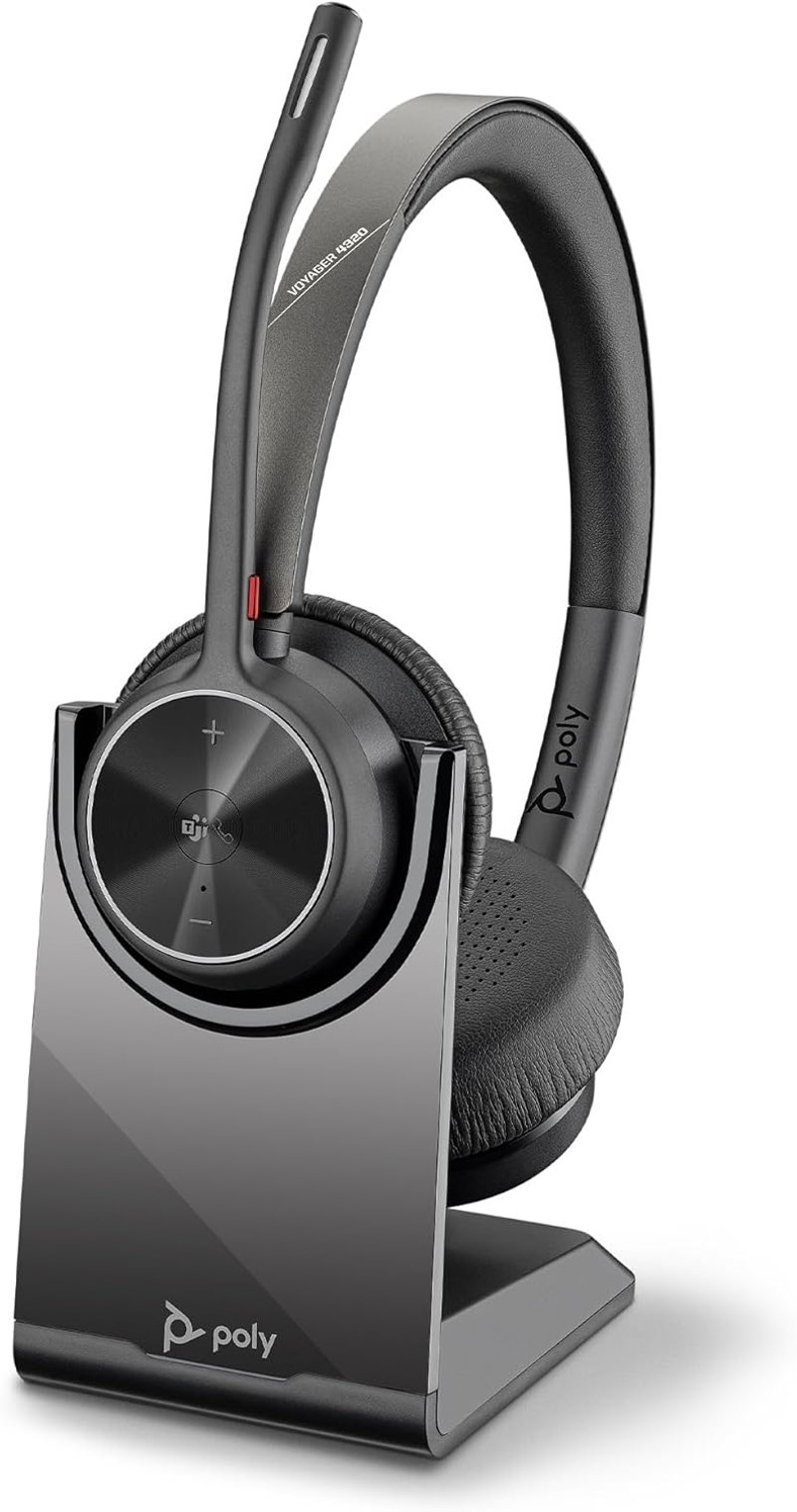 Poly Voyager 4320 Bluetooth Headset Töltőállomással, Zajszűrés, Teams Certified