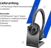 Poly Voyager 4320 Bluetooth Headset Töltőállomással, Zajszűrés, Teams Certified 4