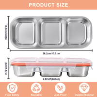 Pomodee Snackbox 3-priehradkový nerezový obedár, 3 ks Bento box, nepriepustný 3