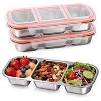 Pomodee Snackbox 3-priehradkový nerezový obedár, 3 ks Bento box, nepriepustný 1