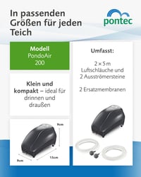 Pontec PondoAir Set 200 set za prozračivanje jezerca – opskrba kisikom za jezerca, maks. 2000 l, crni 5
