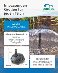 Pontec PondoVario 1000 crpka za fontanu za vrtno jezerce s filterom, 4 mlaznice, 1000 l/h, energetski učinkovita, crna 6