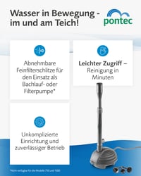 Pontec PondoVario 1000 crpka za fontanu za vrtno jezerce s filterom, 4 mlaznice, 1000 l/h, energetski učinkovita, crna 7
