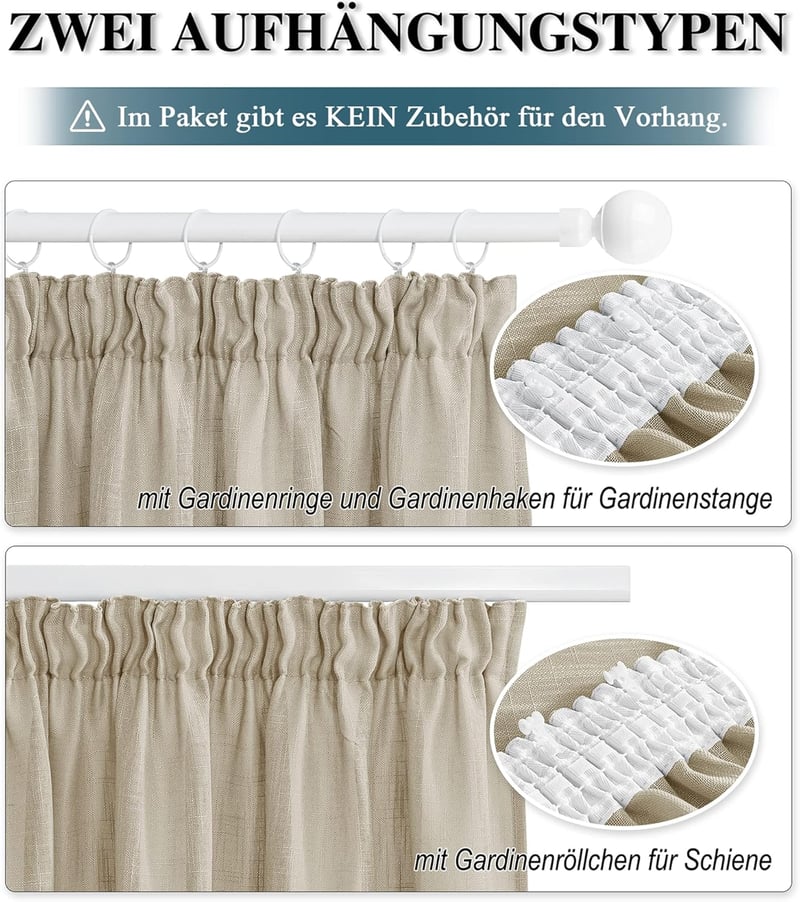 PONY DANCE 2 darabos függöny szett taupe linen hatással 245x140 cm