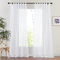 PONY DANCE set prozirnih zavjesa 2 komada, efekt bijelog lana, s trakom za karnišu, za dnevni boravak i balkonska vrata, prozirna voal zavjesa 260x140 cm 1