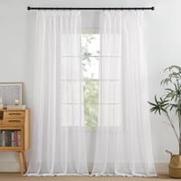 PONY DANCE Bijele prozirne zavjese s trakom za nabiranje, 2 komada - 350x140 cm, duge voile zavjese za dnevni boravak, set zavjesa za šine 1