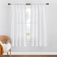 PONY DANCE Fehér Voile Függöny - Félátlátszó Rövidített Fényáteresztő Sötétítő, 137x140 cm, 2 db, Gyerekszobába, Bújtatós 1