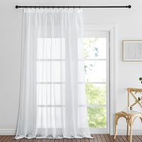PONY DANCE Fehér Voile Függöny Fodros Szalaggal, 245x200 cm, Áttetsző Fényáteresztő Nappali és Hálószoba Függöny, Modern Lenvászon Hatású De 1
