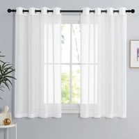 PONY DANCE Fehér Voile Függöny Szett 2db 137x140cm Konyhához Nappalihoz - H137 x B140 cm (2er Pack), 2, White 1