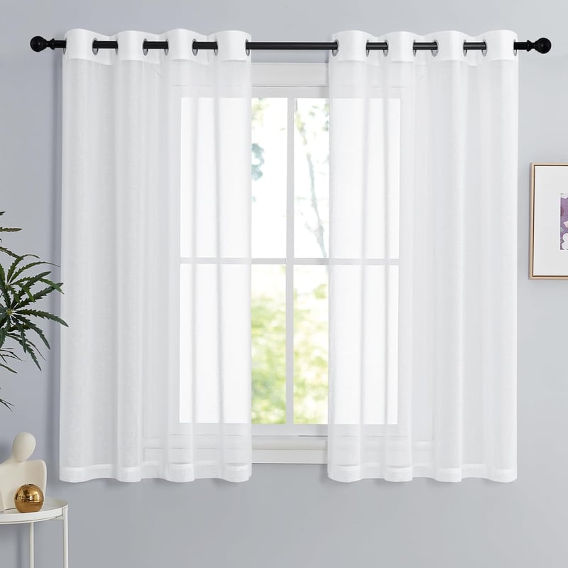 PONY DANCE Fehér Voile Függöny Szett 2db 137x140cm Konyhához Nappalihoz - H137 x B140 cm (2er Pack), 2, White