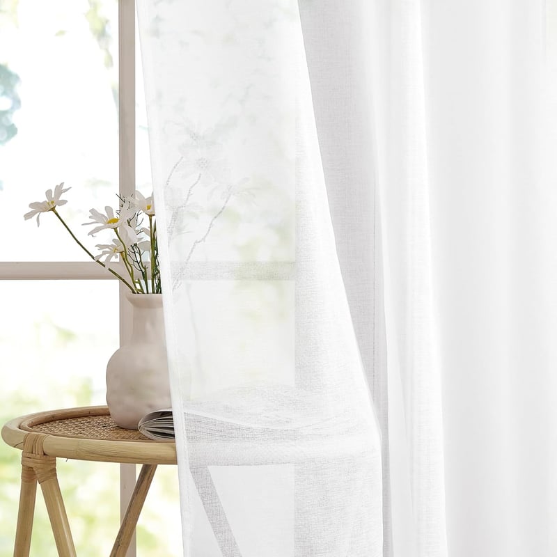 PONY DANCE Fehér Voile Függöny Szett 2db 137x140cm Konyhához Nappalihoz - H137 x B140 cm (2er Pack), 2, White