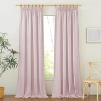 PONY DANCE Gyerekszobai Függöny Lenvászon Hatással 2db 245x140cm Rózsaszín - H245 x B140 cm (2er Pack), 2, Antique Pink 1