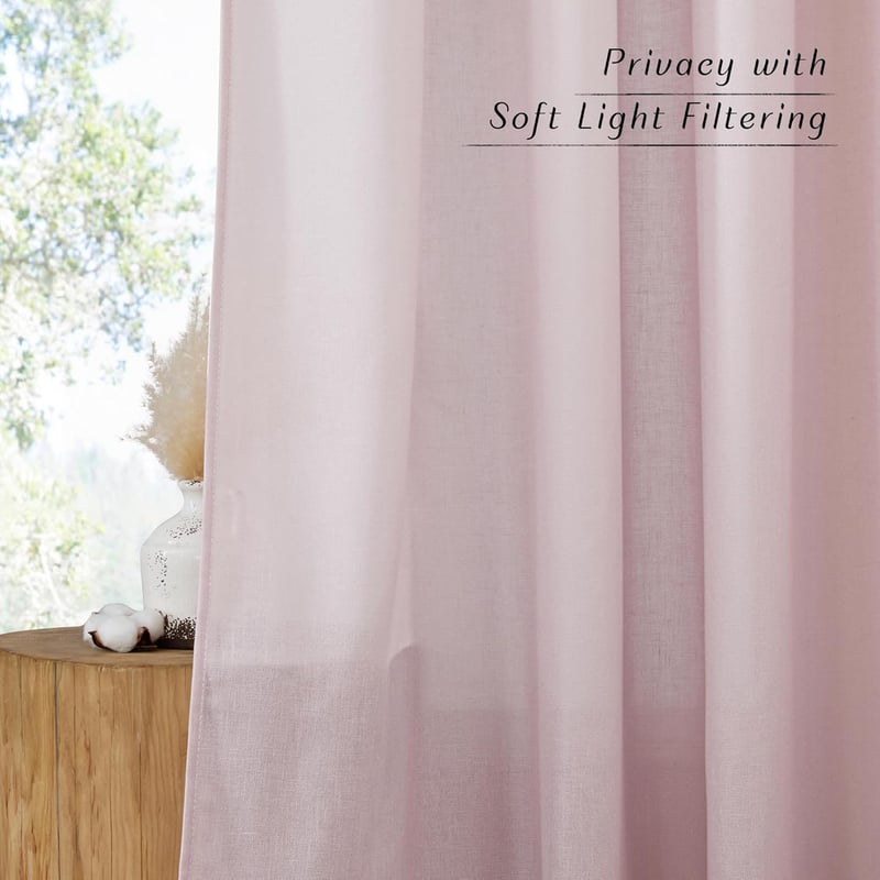 PONY DANCE Gyerekszobai Függöny Lenvászon Hatással 2db 245x140cm Rózsaszín - H245 x B140 cm (2er Pack), 2, Antique Pink