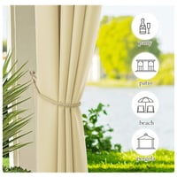 Perdea de exterior PONY DANCE cu inele detașabile, 2 buc., 240x140 cm, perdea impermeabilă pentru balcon, protecție solară, pentru foișor, bej 9