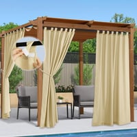 Perdea de exterior PONY DANCE cu inele detașabile, 2 buc., 240x140 cm, perdea impermeabilă pentru balcon, protecție solară, pentru foișor, bej 2