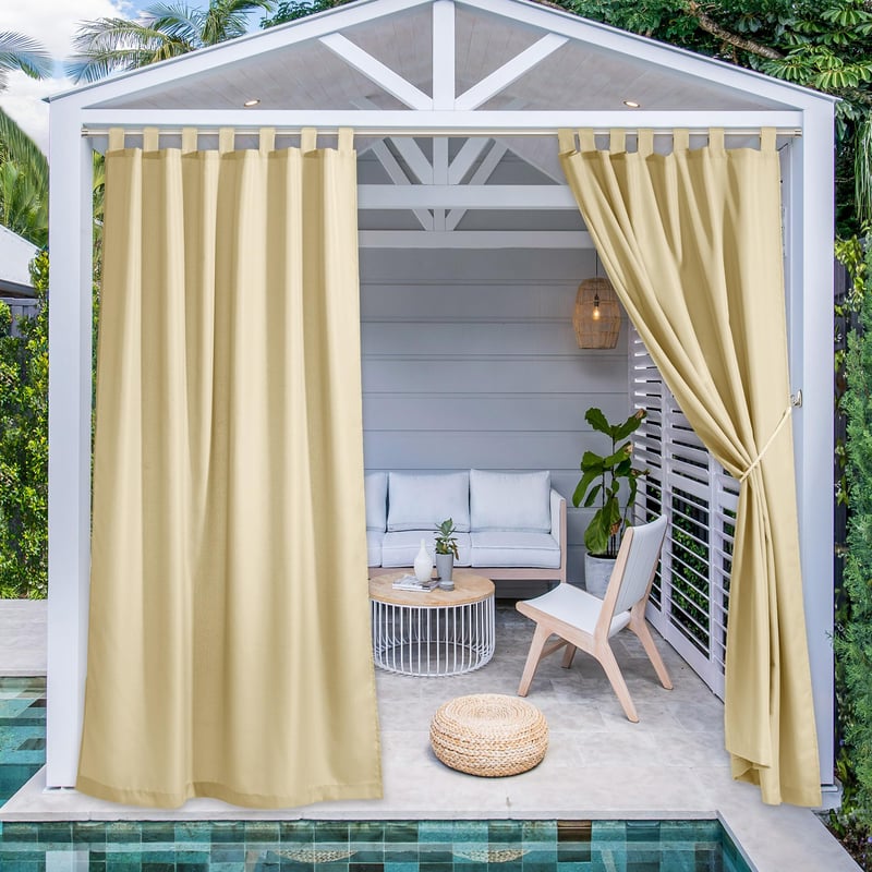 Perdea de exterior PONY DANCE cu inele detașabile, 2 buc., 240x140 cm, perdea impermeabilă pentru balcon, protecție solară, pentru foișor, bej