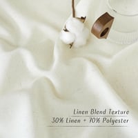PONY DANCE Draperii din in cu bride – Semitransparente, alb fildeș, pentru șină, 260x300 cm, cu bandă plisată, pentru living, dormitor, bucătărie 4