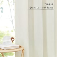 PONY DANCE Draperii din in cu bride – Semitransparente, alb fildeș, pentru șină, 260x300 cm, cu bandă plisată, pentru living, dormitor, bucătărie 8