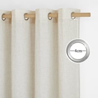 PONY DANCE Lenvászon Hatású Függöny Szett 2db 145x140cm Bézs Boho Stílusú Gyűrűs Függöny - H145 x B140 cm (2er Pack), 2, Beige 3