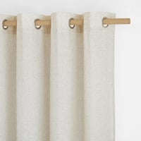 PONY DANCE Lenvászon Hatású Függöny Szett 2db 145x140cm Bézs Boho Stílusú Gyűrűs Függöny - H145 x B140 cm (2er Pack), 2, Beige 1
