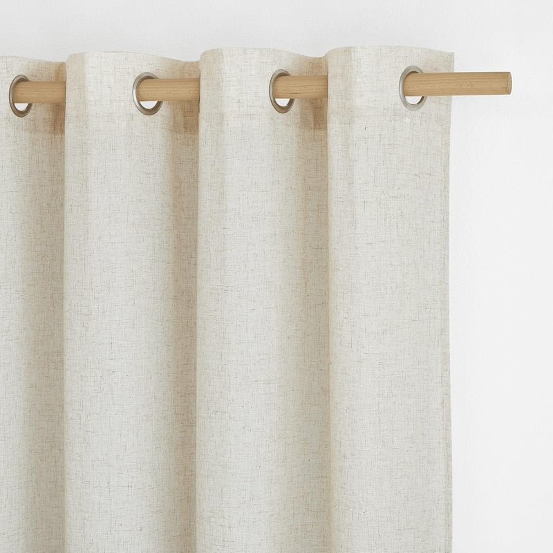 PONY DANCE Lenvászon Hatású Függöny Szett 2db 145x140cm Bézs Boho Stílusú Gyűrűs Függöny - H145 x B140 cm (2er Pack), 2, Beige