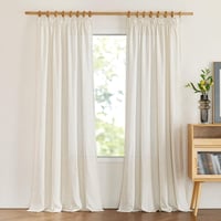 PONY DANCE Linen Függöny Volán Szalag Nappali 2db 245x140cm Félig Átlátszó Bézs 2