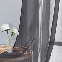 PONY DANCE Linen hatású függöny szürke, 2 darabos szett, 160x140 cm, karikás ablakfüggöny - H160 x B140 cm (2er Pack), 2, Darkgray 6