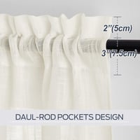 PONY DANCE Linen Look Függöny 240x132 cm Félig Átlátszó Vidéki Stílusú Függöny Szett 2 db 3