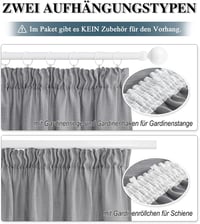 PONY DANCE Linen-Look Függöny 2db 245x140cm Sötétszürke Félig Átlátszó 3