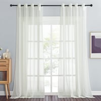 PONY DANCE Modern Függöny Szett 2 db Voile Átlátszó Gyűrűs Krém 245x140 cm - H245 x B140 cm (2er Pack), 2, Cream 1