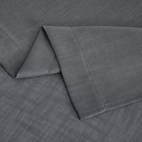 PONY DANCE Sötétszürke Félátlátszó Konyhai Függöny Szett - Modern Rövid Fényáteresztő Függönyök Lenvászon Hatással, 2 db, 60x120 cm 7