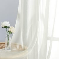 PONY DANCE Voile Függöny Szett 2db 160x140cm Krém Átlátszó Fényáteresztő Lenvászon Hatás - H160 x B140 cm (2er Pack), 2, Cream 6