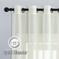 PONY DANCE Voile Függöny Szett 2db 160x140cm Krém Átlátszó Fényáteresztő Lenvászon Hatás - H160 x B140 cm (2er Pack), 2, Cream 3