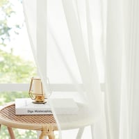 PONY DANCE Voile Függöny Szett 2db 160x140cm Krém Átlátszó Fényáteresztő Lenvászon Hatás - H160 x B140 cm (2er Pack), 2, Cream 4