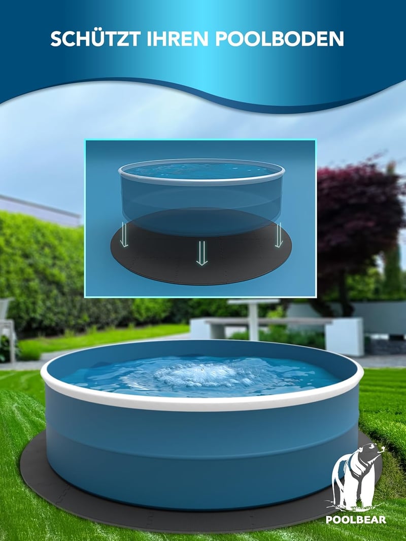 PoolBear Jakuzzi Alátét Kerek 240 cm Fekete Padlóvédő Szőnyeg