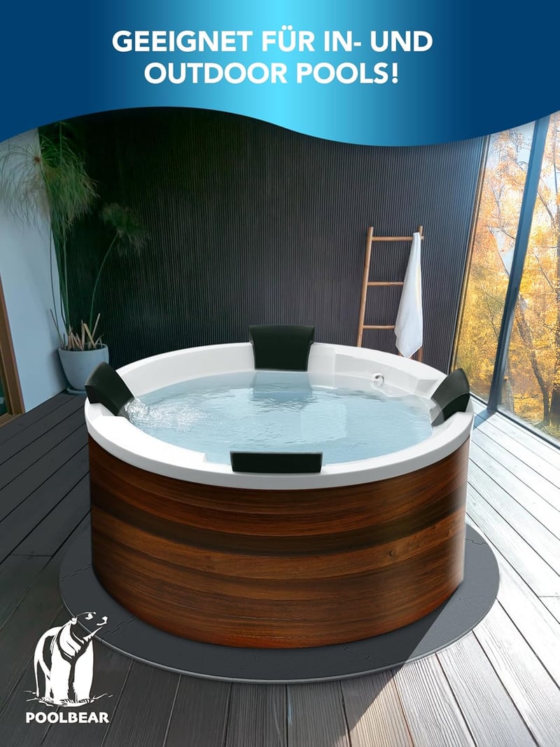 PoolBear Jakuzzi Alátét Kerek 240 cm Fekete Padlóvédő Szőnyeg